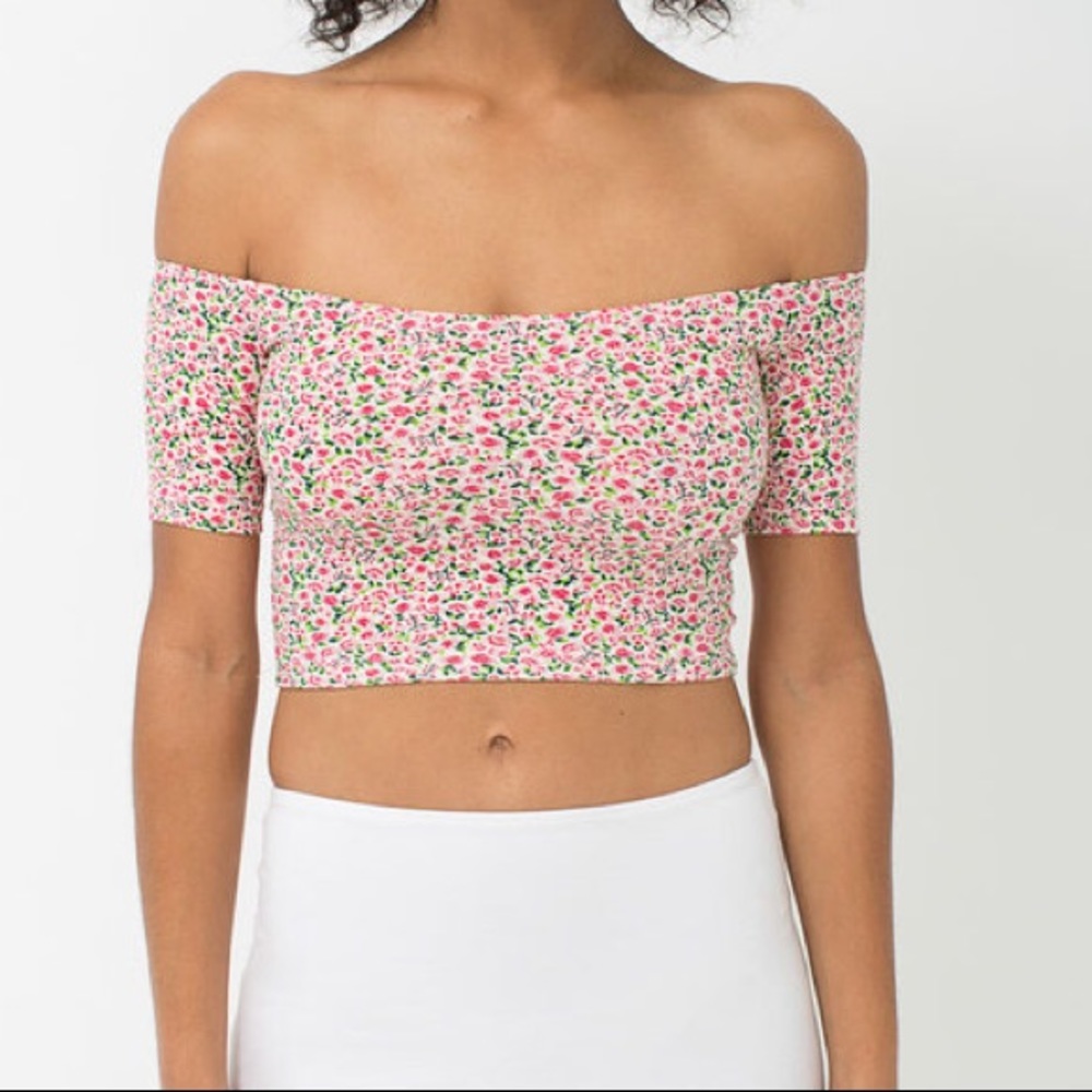 Floral off the shoulder crop top